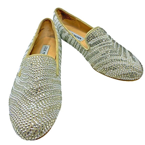 Steve Madden Concord‎ Gray Rhinestone Slip On Glam Flats - Picture 4 of 11